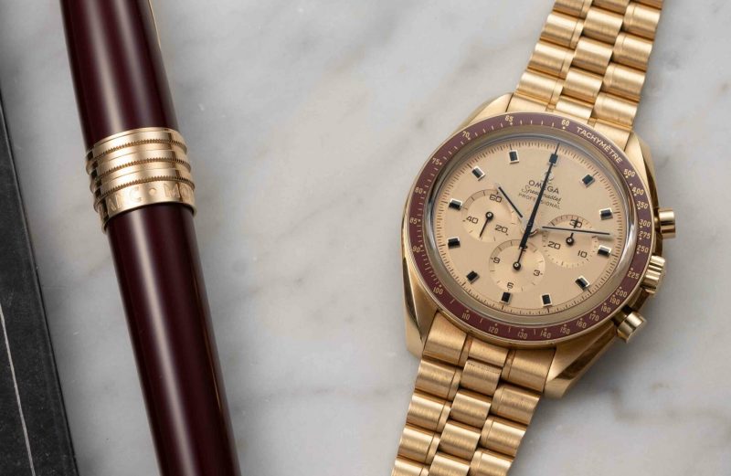 UK Best Quality Fake Omega Speedmaster Apollo 11 50th Anniversary in Moonshine Gold