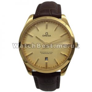 UK Fashionable Replica Omega De Ville Hour Vision Gold Dial